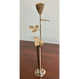 Ted Arnold Brass Rose Bud Vase 1970s Vintage Floral Decor